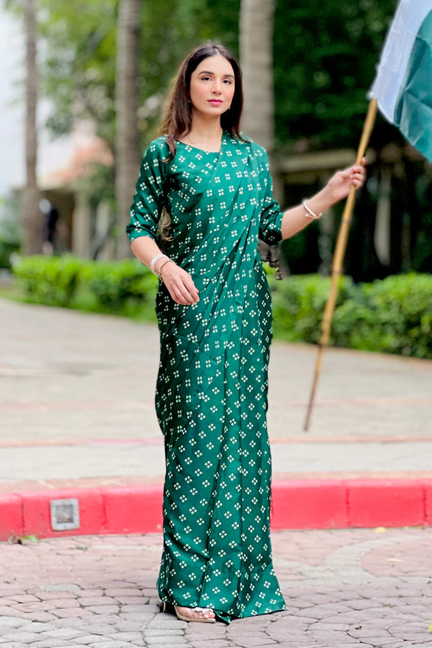 Chunri print silk shop saree