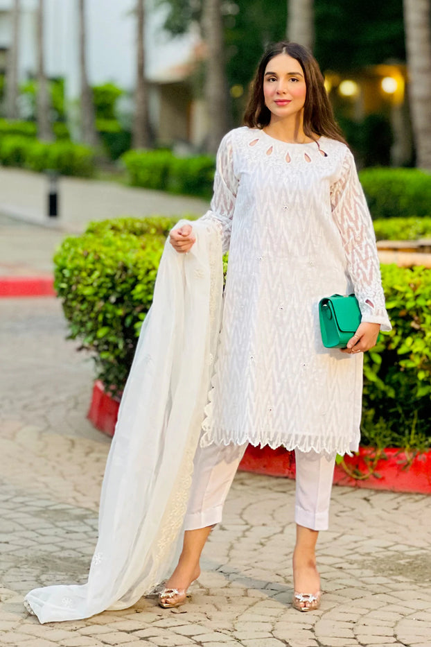 Cutwork Self Embroidered 3pc Pret Suit S202208 SANA S