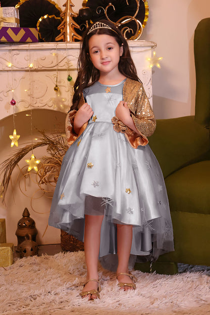 Star Sequins Net Frock | Winter Festive | F2194