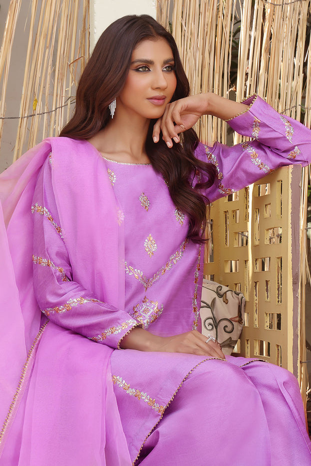 Lorex Embroidered Raw Silk 3pc Suit | SHIREEN FESTIVE | S202281