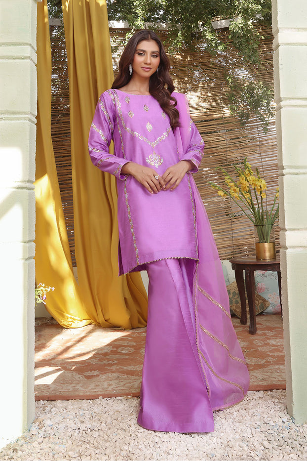 Lorex Embroidered Raw Silk 3pc Suit | MOM & ME | S3168 & S202281