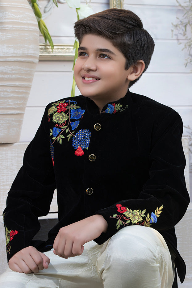 Embroidered Velvet Prince Coat Suit | WC1718 | B508 - SANA'S