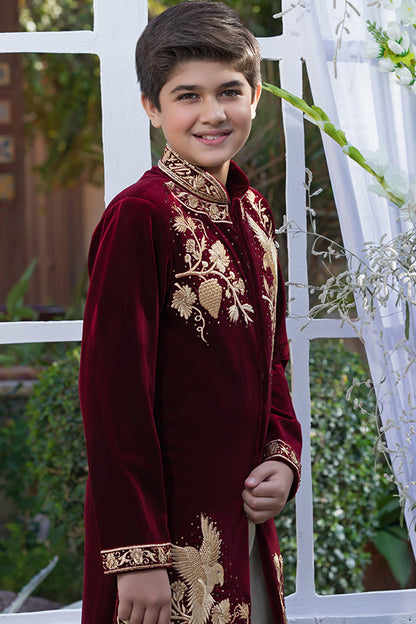 Embroidered Velvet Sherwani Suit | WC1718 | B509 - SANA'S