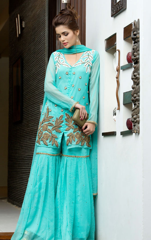 Embroidered Gharara Suit | GFC16 | G670 - SANA'S