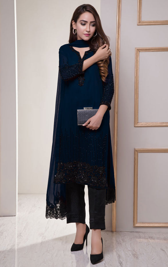 Handwork Embroidered Chiffon 3pc Suit | SHAHIZAIB Vol 2 | S743 – SANA'S