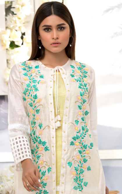 Embroidered Front Open Style Cotton Net Kurti | WWC18 | 837
