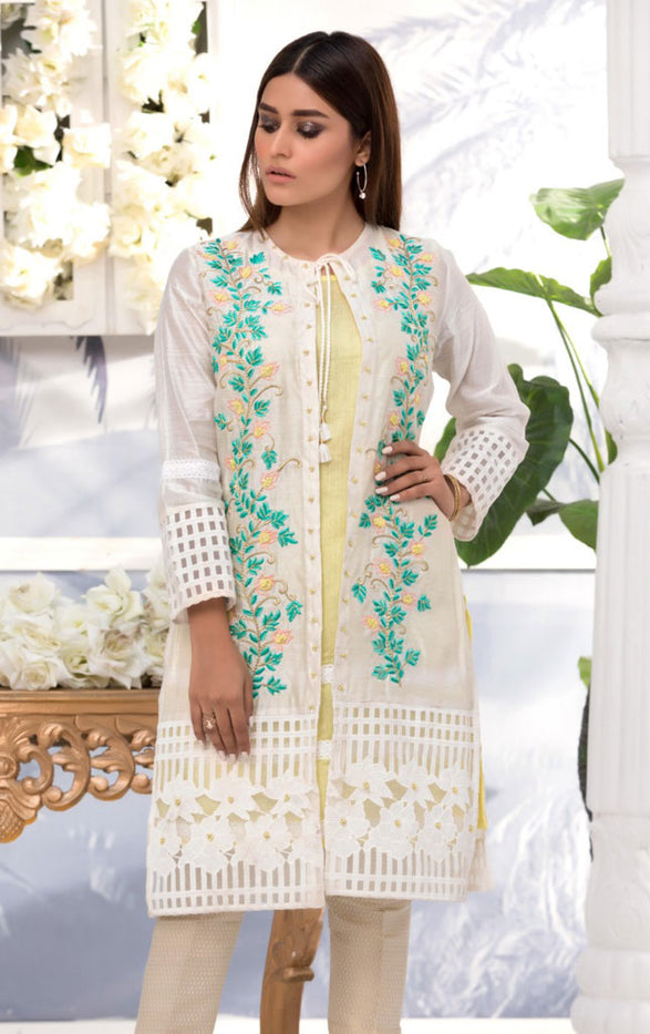 Embroidered Front Open Style Cotton Net Kurti | WWC18 | 837