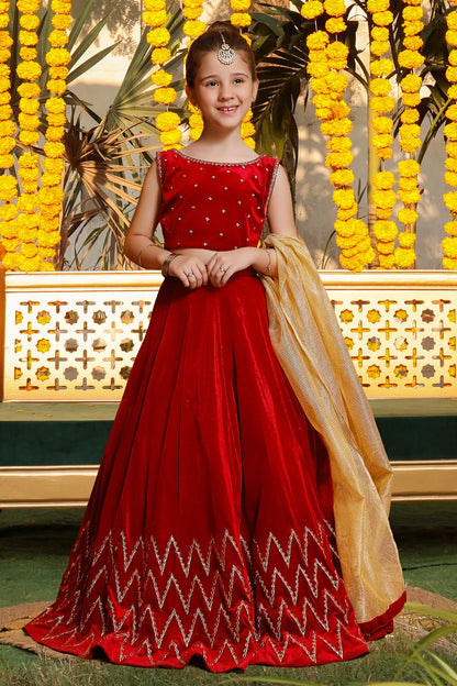 Handwork Embroidered Solid Velvet Lehenga Choli | ZEENAT | L3099