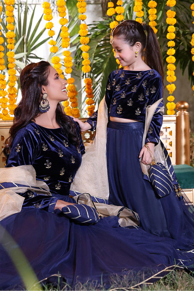 Handwork Boti Embroidered Velvet Lehenga Choli | ZEENAT | L3131 & L123131