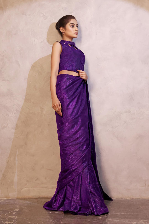 Solid Moonlight Saree with Cut Work Top | COCKTAIL | SR202237