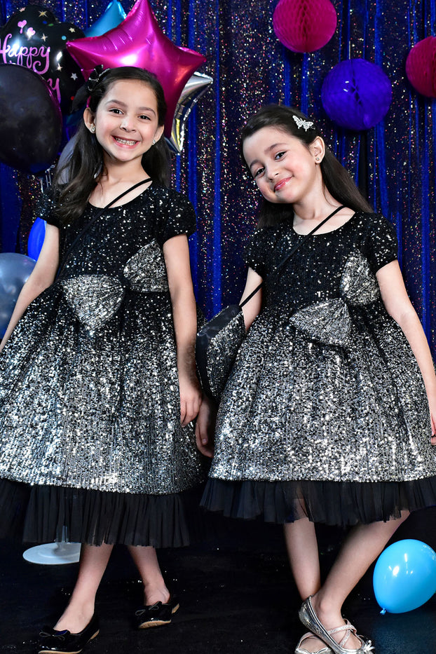 Two Tone Glitter Net Sequins Frock | BIRTHDAY BASH | F2198