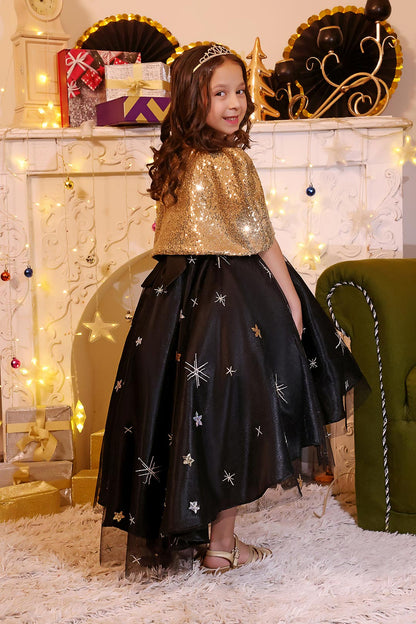 Star Sequins Net Frock | Winter Festive | F2194